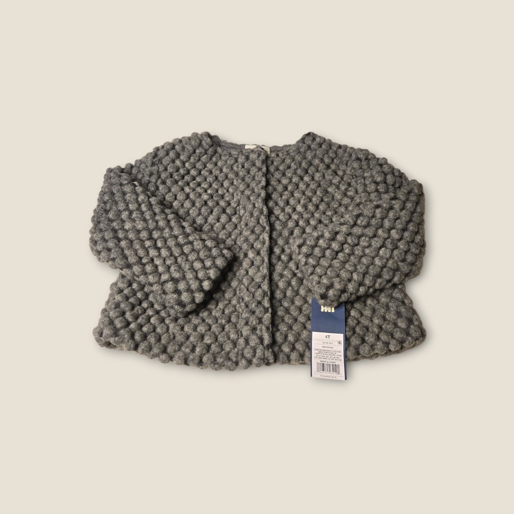 Genuine Kids Oshkosh 4T Gray Wool Blend Knit Bubble  Cardigan Sweater Girls